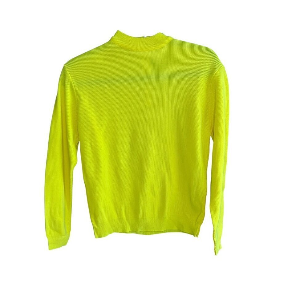 Fairfield Vintage 80s Bright Yellow Union Made Ribbed Nylon Mock Neck Top